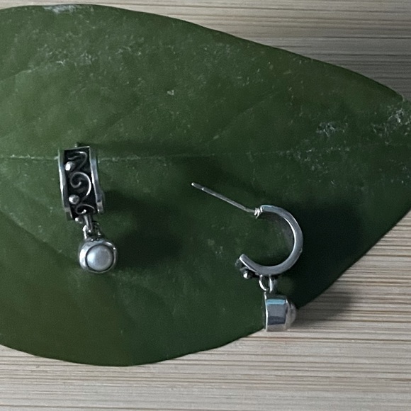 Handmade Silver and Genuine Pearl Earrings - Picture 4 of 6